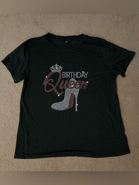 SHEIN Black 'Birthday Queen' Graphic Tee